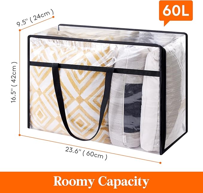 Lifewit 4 Pack Clear Clothes Storage Bags, 60L Plastic Blanket Storage Bag - Image 4