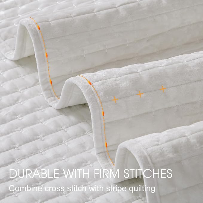 Powdion Velvet Quilt Queen Size, Oversized Bedspread Quilted Bedding Set - Image 5