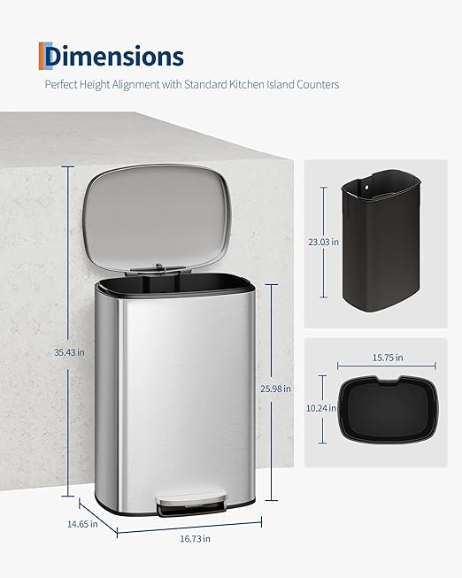GarveeHome 13 Gal & 2.6 Gal Trash Can Combo Set, Kitchen Trash Can and Bathroom - Image 5