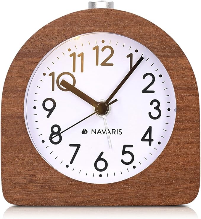 Navaris Wood Analog Alarm Clock - Image 8