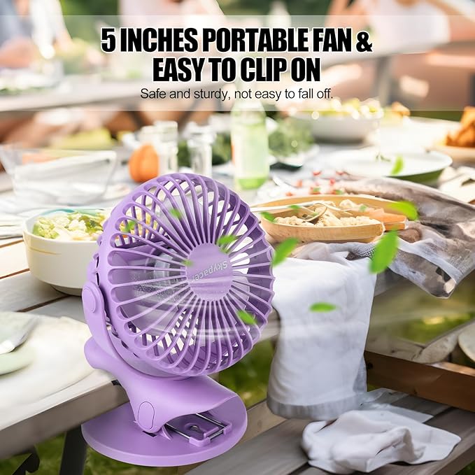 Portable Clip Fan Battery Operated, 3 Speeds USB Rechargeable Mini Table Fan - Image 6
