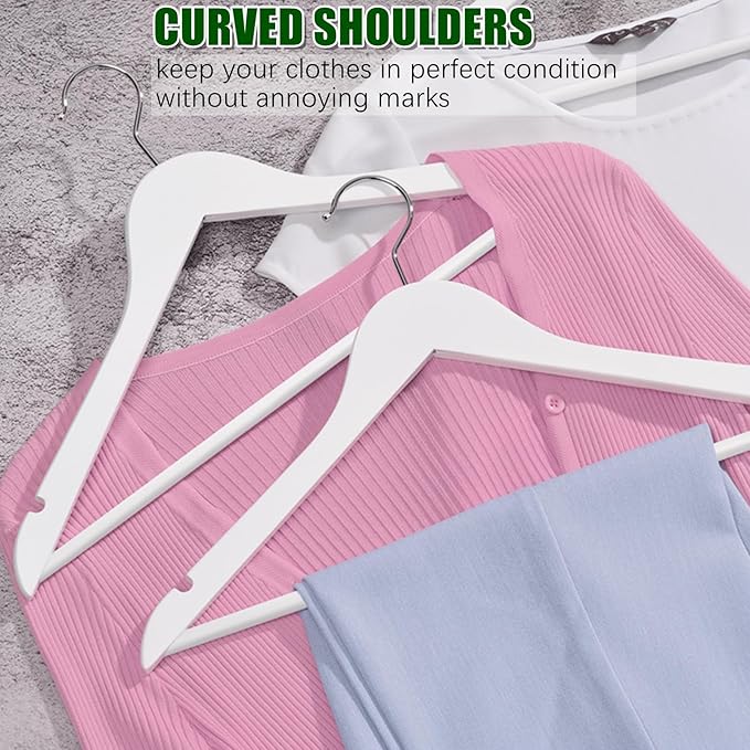 Amber Home White Wooden Hangers 30 Pack - Image 4