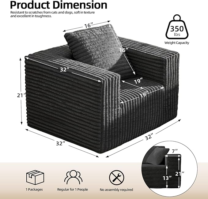 Single Cloud Sofa, Giant Bean Bag Chair - Image 3