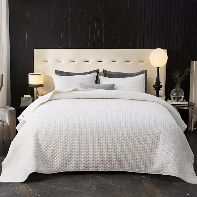 Powdion Velvet Quilt King Size, Bedspread Quilted Bedding Set, Luxurious Soft - Image 10