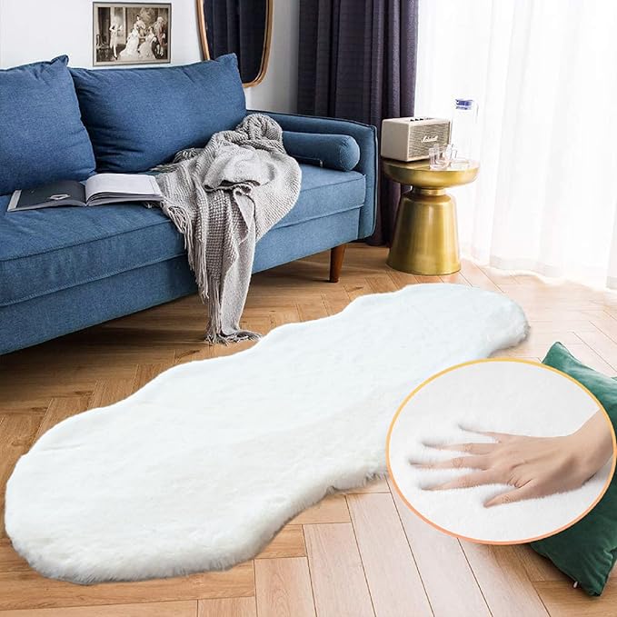 White Faux Bunny Fuzzy Fur Rugs - Image 3
