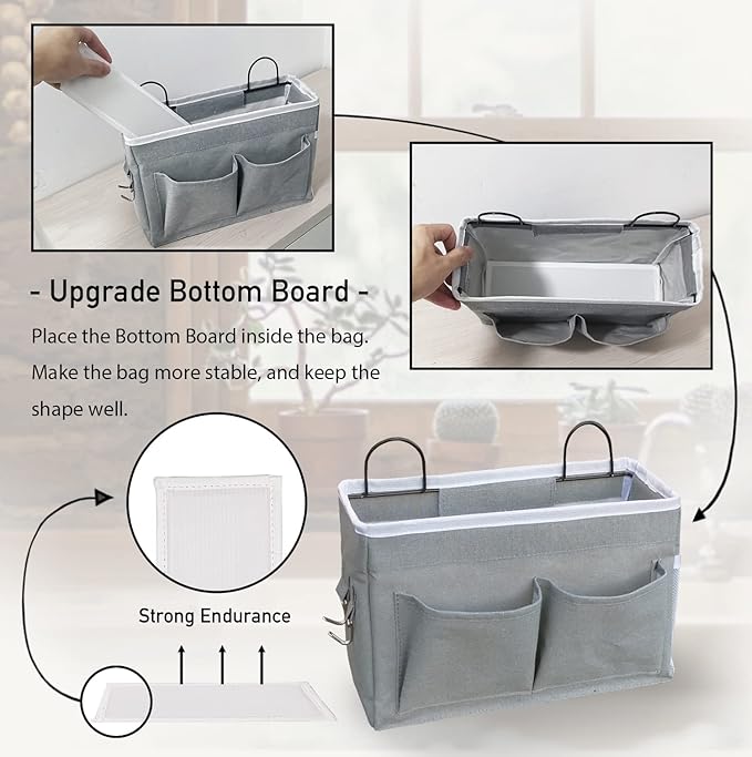 Kanrichu 3pcs Middle Wall Hanging Organizer Bag, Linen Fabric Door Hanging - Image 3