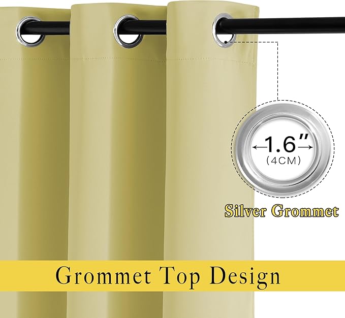 NICETOWN Paler Yellow Blackout Curtains - Image 2