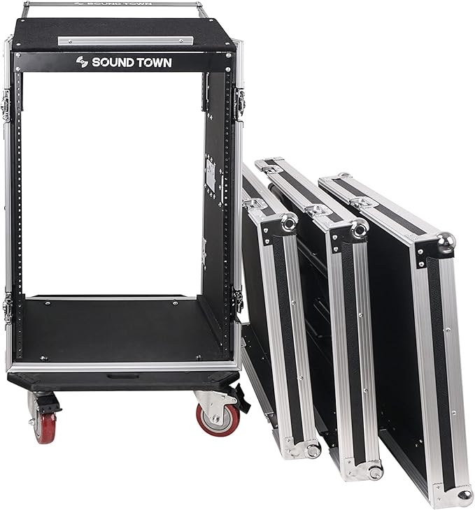 Sound Town Heavy-Duty 1/2" Plywood 16U PA/DJ Rack/Road Case - Image 2