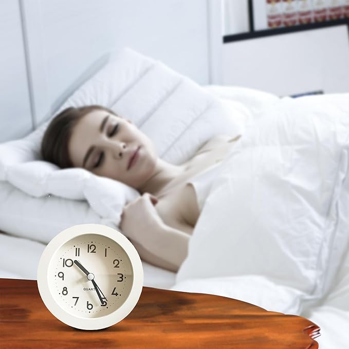 Alarm Clock with Backlight, 4 Inches White Desk Clock - Image 6