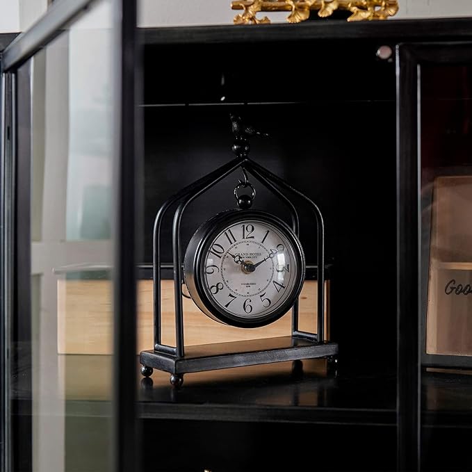 SOFFEE DESIGN 7.5'' x 10'' Mantel Clock Iron Tower Frame, Creative Bird - Image 4