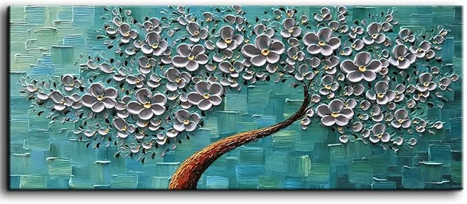 YaSheng Art - 24x60inch Large Wall Art Flowers Oil Painting On Canvas Texture by YaSheng+Art