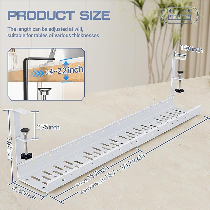 Shikha Under Desk Cable Tray, 15.7"-30.7" Retractable Under Desk Cable - Image 3