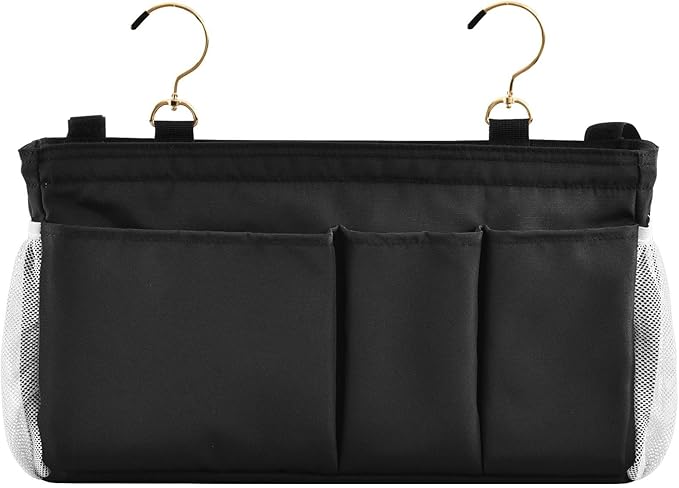 KOPIRIT Black Bedside Caddy Storage Bag Bedside Organizer - Image 2