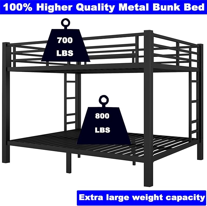 Upgraded Version Thickened Metal Heavy-Duty Queen Over Queen Bunk Bed, Best - Image 6
