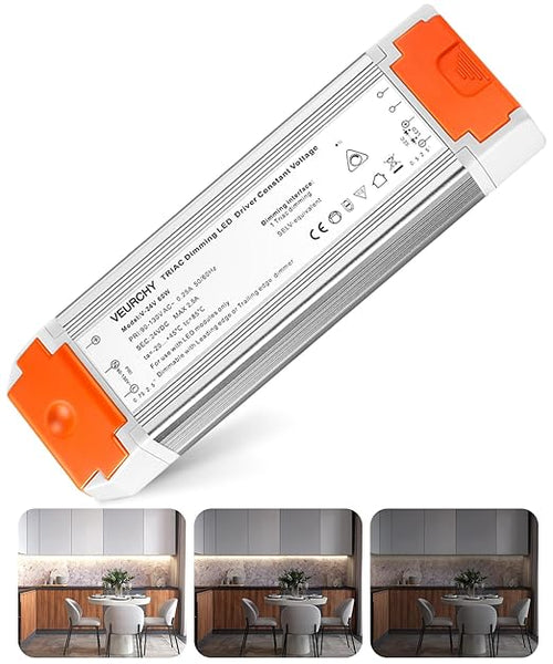 24V Dimmable LED Driver, 60 Watt Dimmable LED Power Supply AC 120V to DC 24V by VEURCHY