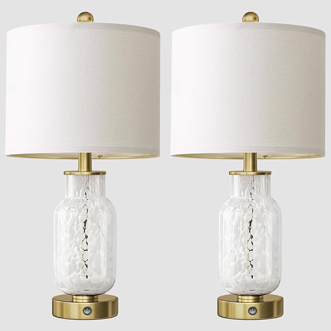 Oneach 22" Glass Table Lamps Set of 2, Nightstand Lamp - Image 8