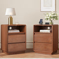 Solid Wood Nightstand Set of 2, Natural Wood Night Stand by SUCSSRICH