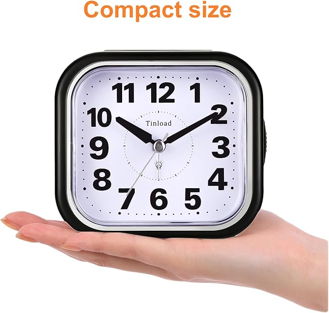 4.5" Compact Analog Alarm Clock, Silent Readable - Image 2