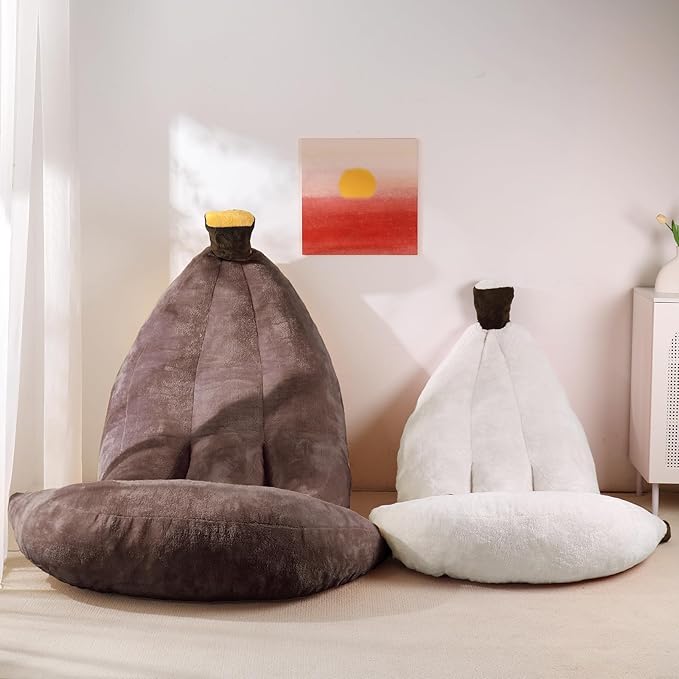 Banana Bean Bag Chair with Ottoman, Floor Sofa Bed with Footrest, Comfy - Image 8