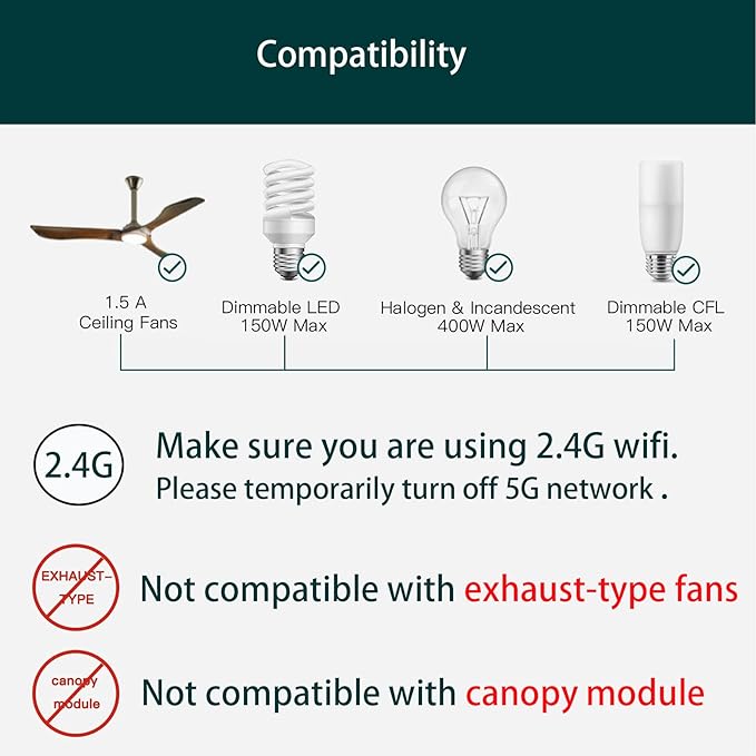 Humpptom Universal Ceiling Fan Remote Control, Ceiling Fan Wall Switch UC9050T - Image 6