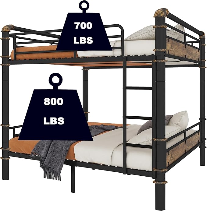 Upgraded Version Thickened Metal Heavy-Duty Queen Over Queen Bunk Bed, Best - Image 6