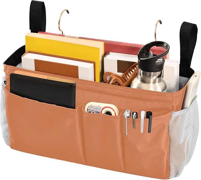 KOPIRIT Orange Bedside Caddy Storage Bag Bedside Organizer - Image 3