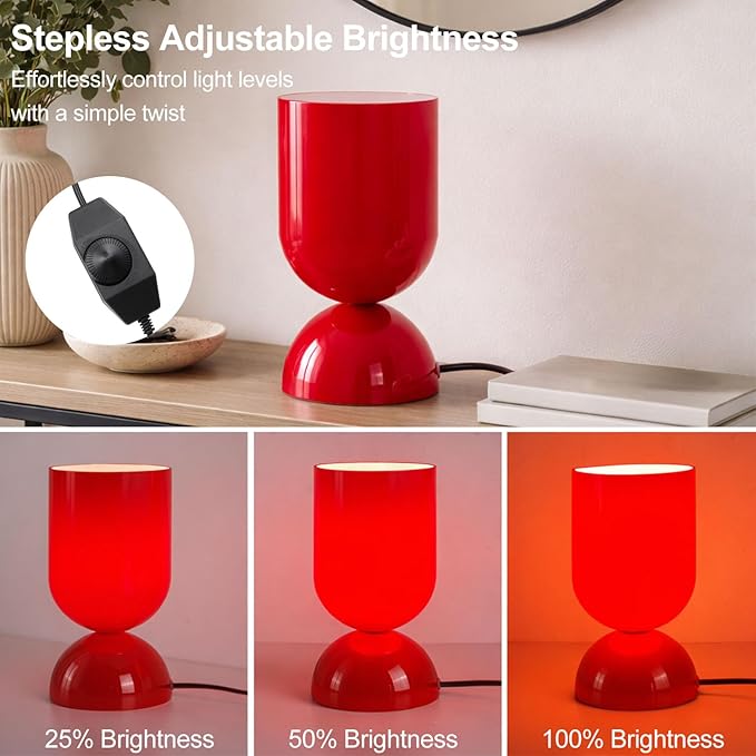 8.9'' Modern Glass Table Lamp, Dimmable Bedside & Desk Lamp - Image 3