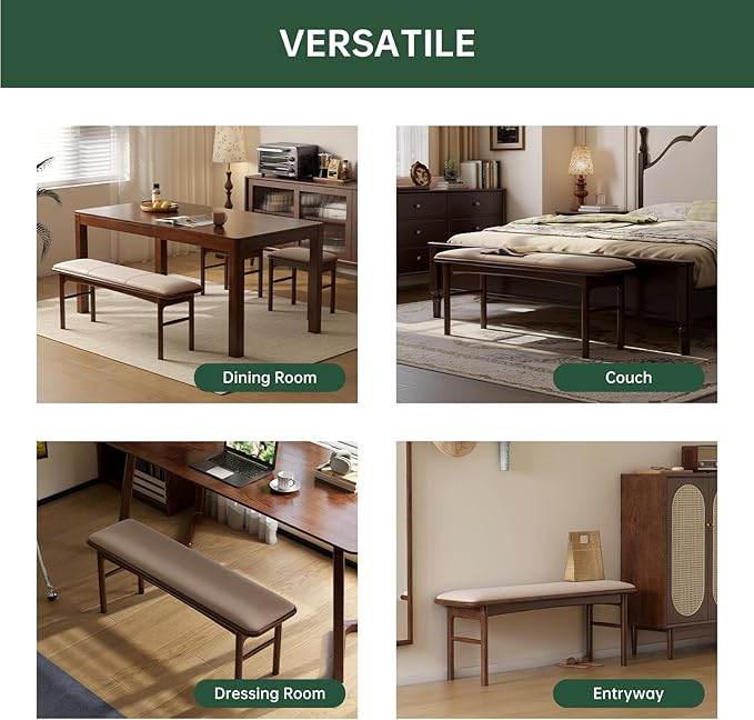 47.2'' Leather Upholstered Dining Bench - Image 7