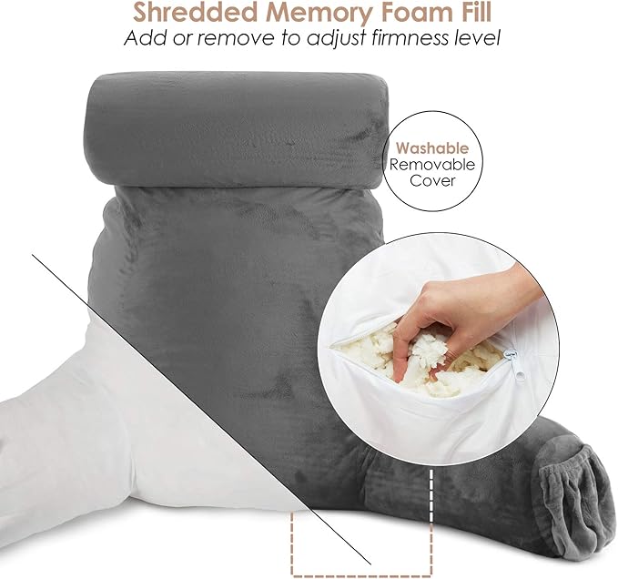 Nestl Reading Pillow with Shredded Memory Foam Includes 2 Neck and Lumber - Image 5