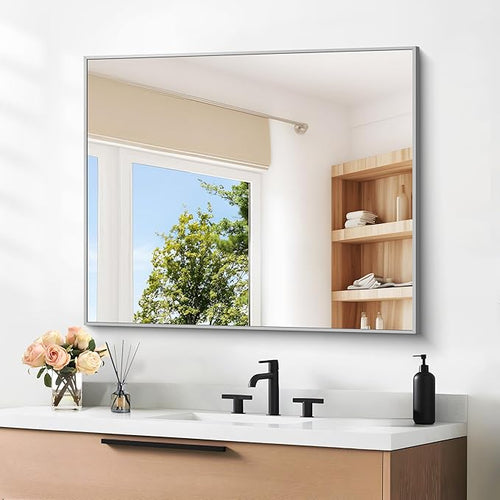 30" x 36"Bathroom Mirror, Decorative Rectangular Vanity Mirror by DESBING