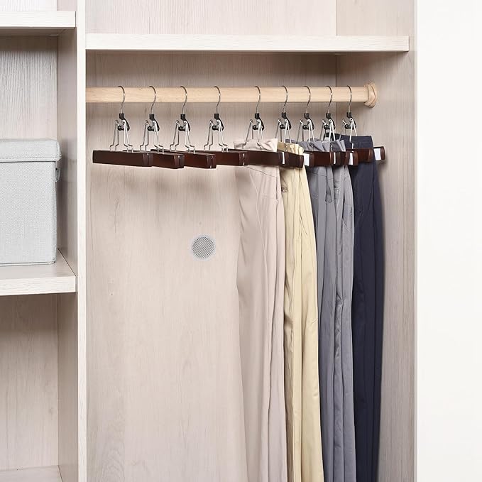 Amber Home Wooden Pants Clip Hangers 10 Pack, Skirt Hangers - Image 6