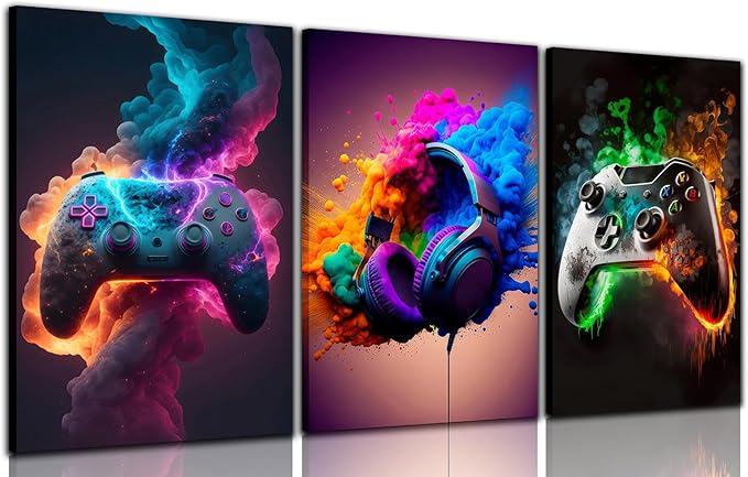 Gaming Room Decor Canvas Wall Art Set of 3 by BGFCEWallArt