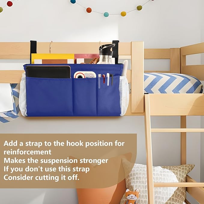Blue Bedside Caddy Storage Bag Bedside Organizer - Image 6