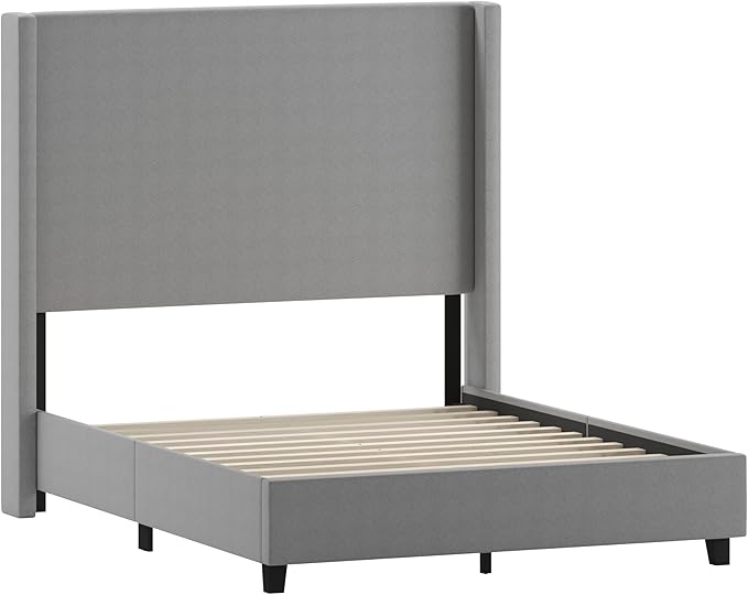 EMMA + OLIVER Nora Full Size Faux Linen Upholstered Platform Bed - Image 3