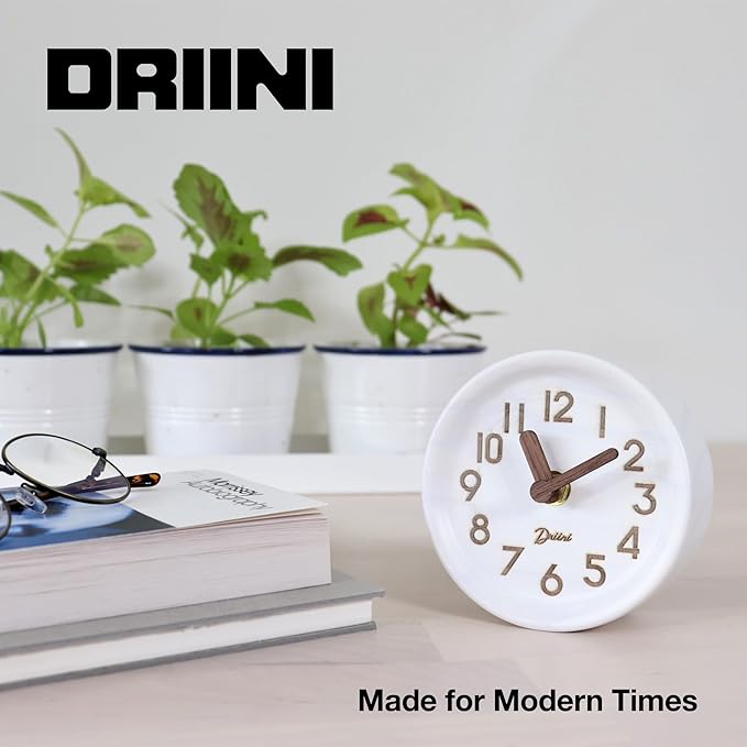 Driini Wooden Analog Desktop Clock – 4.3 in. Decorative Pinewood, No-Tick - Image 7