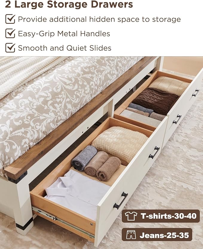 T4TREAM Farmhouse King Size Bed Frame - Image 6