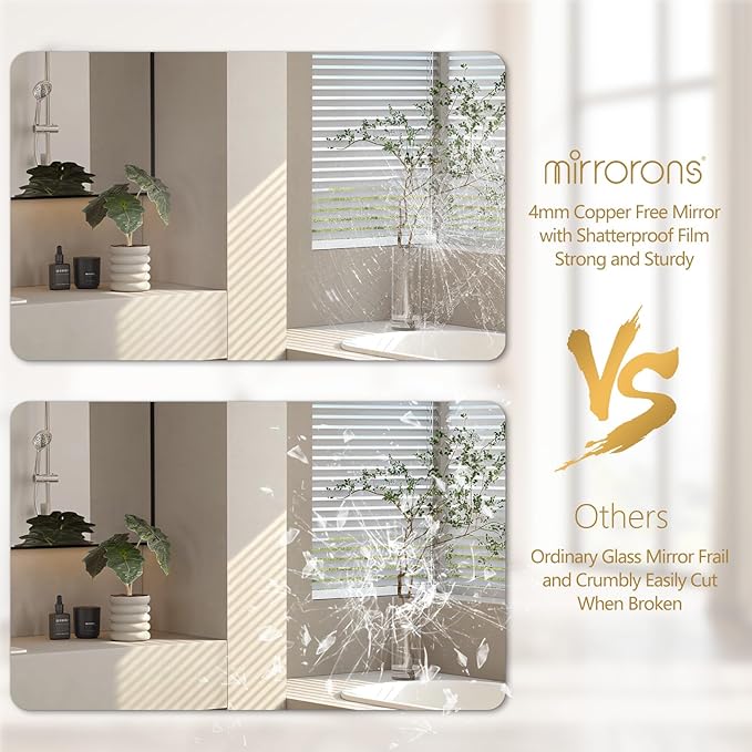 Mirrorons 72 x 36 Frameless Bathroom Mirror, Rounded Corner Bathroom Vanity - Image 8