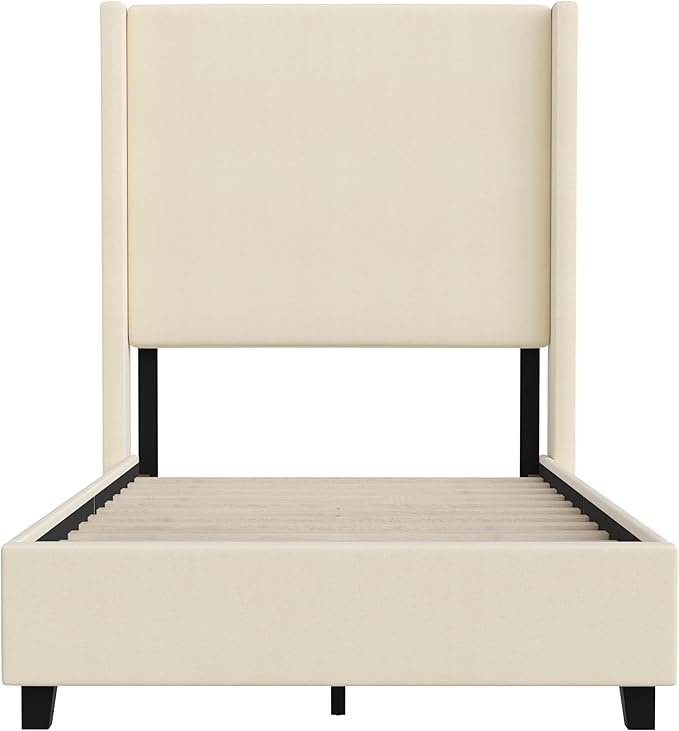 EMMA + OLIVER Nora Twin Size Faux Linen Upholstered Platform Bed - Image 7