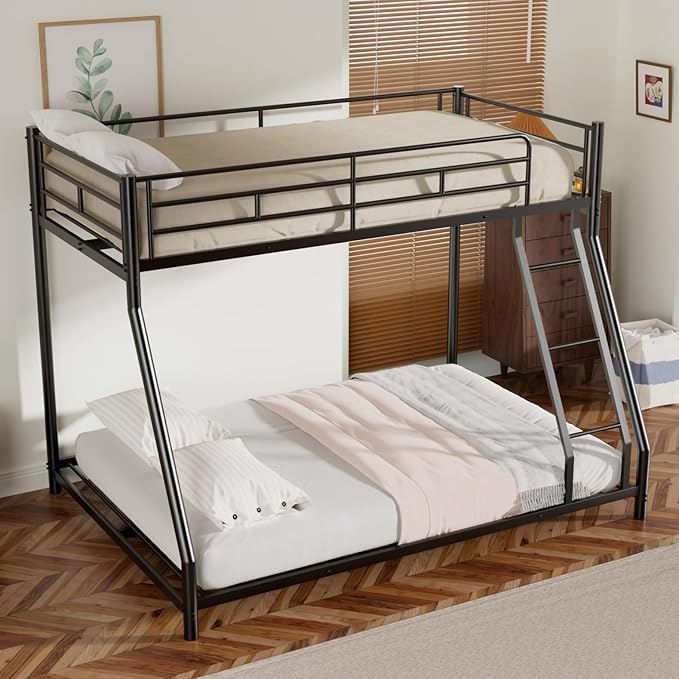 Twin Over Full Bunk Bed for Adults & Kids, Heavy Duty Bunk Beds by Mixcous