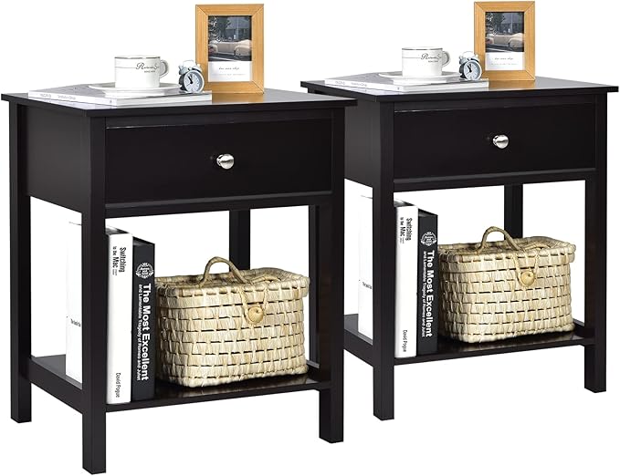 Giantex Nightstand Set of 2, Wood End Table by Giantex