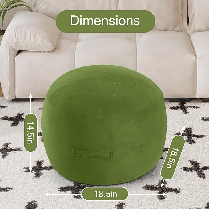 MeMoreCool Round Stuffed Pouf Ottoman Foot Rest, Floor Pouf Foot Stool - Image 3