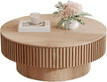 LKTART Round Coffee Table for Living Room, Accent Fluted Drum Coffee Table by LKTART