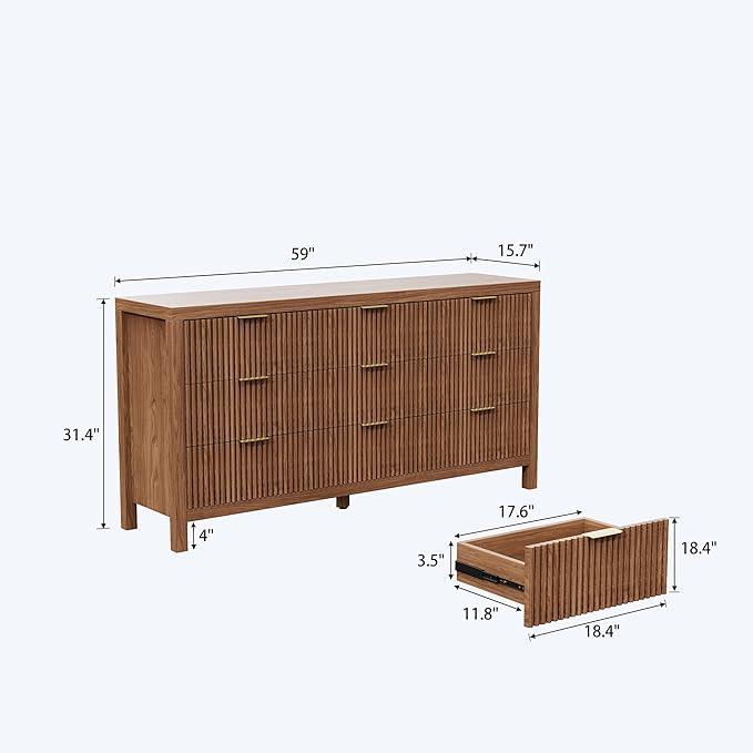 Modern 9 Drawer Dresser, Mid-Century Storage Chest - Image 2