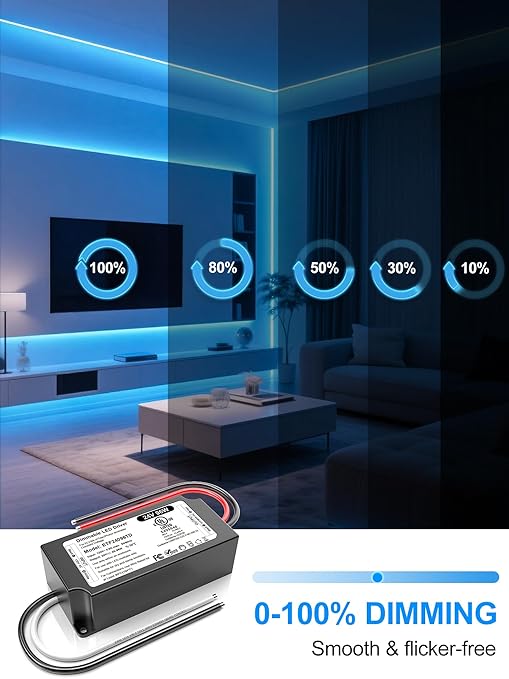 96W 24V Dimmable LED Driver UL Listed, DC 24V Triac ELV/MLV LED Dimmable Power - Image 2