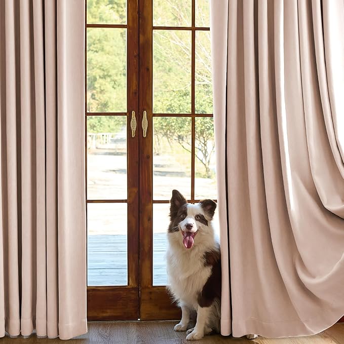 jinchan Chenille Blackout Curtains 96 Inches Long Light Pink Thermal Insulated - Image 6