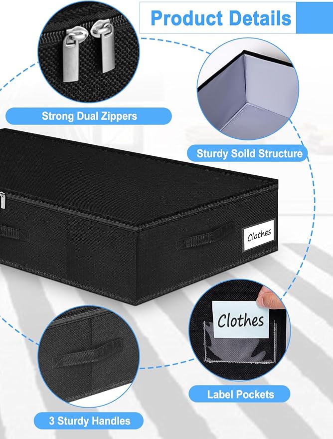 Under Bed Storage Bags with Zipper, 7 Inch Tall Underbed Storage Containers - Image 7
