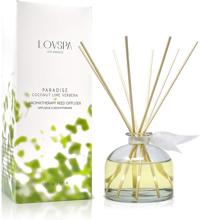 LOVSPA Reed Diffuser Set, Paradise Coconut Lime Verbena Scented Oil Diffuser by LOVSPA