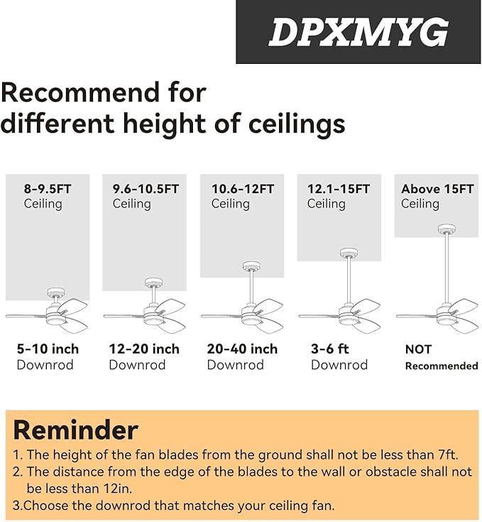 DPXMYG 48 inch Ceiling Fan Downrod - Image 5