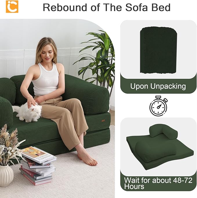 COMAX 4‑in‑1 Futon Sofa Bed Queen – Floor Foldable Convertible Sofa Couch - Image 9
