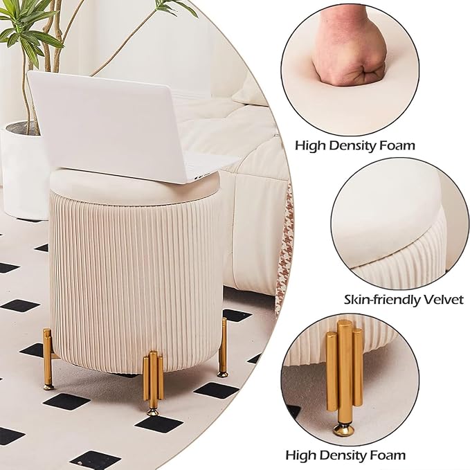 Mxfurhawa Round Ottoman Foot Stool - Image 6